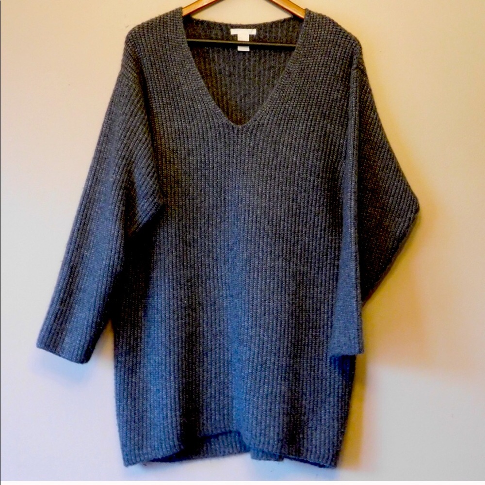 H&M Oversized Sweater Dress Long Sleeve V-Neck szL